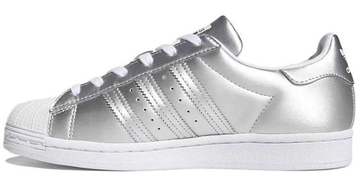 adidas Originals Superstar Silver in White | Lyst