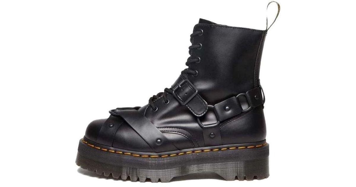Dr. Martens Jadon Harness Leather Platform Boots in Black | Lyst UK