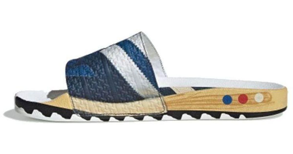 adidas Raf Simons X La Adilette Slides 'Trompe L'Oeil' in Blue for