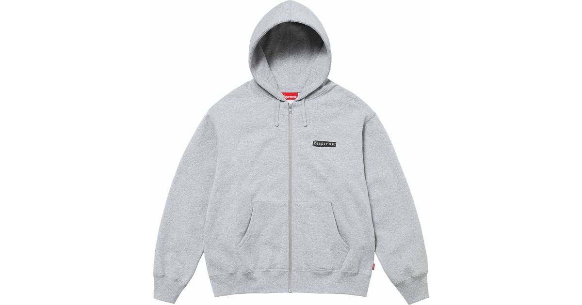 Supreme Spread Zip Up Hooded Sweatshirt in Grey for Men | Lyst UK
