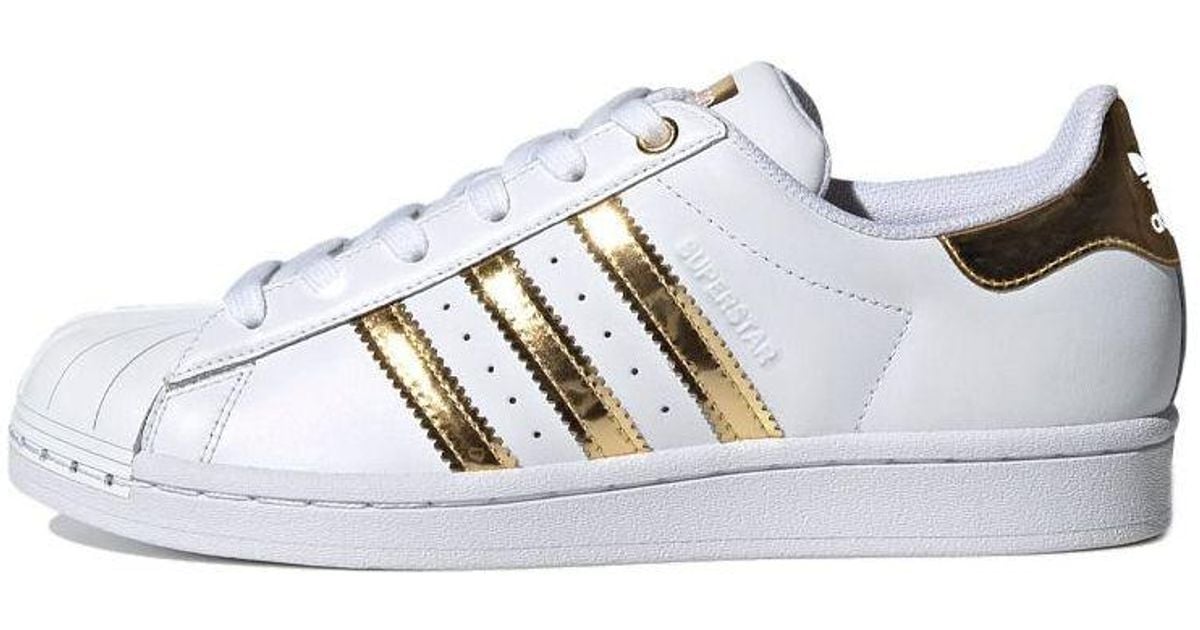womens adidas superstar white and gold
