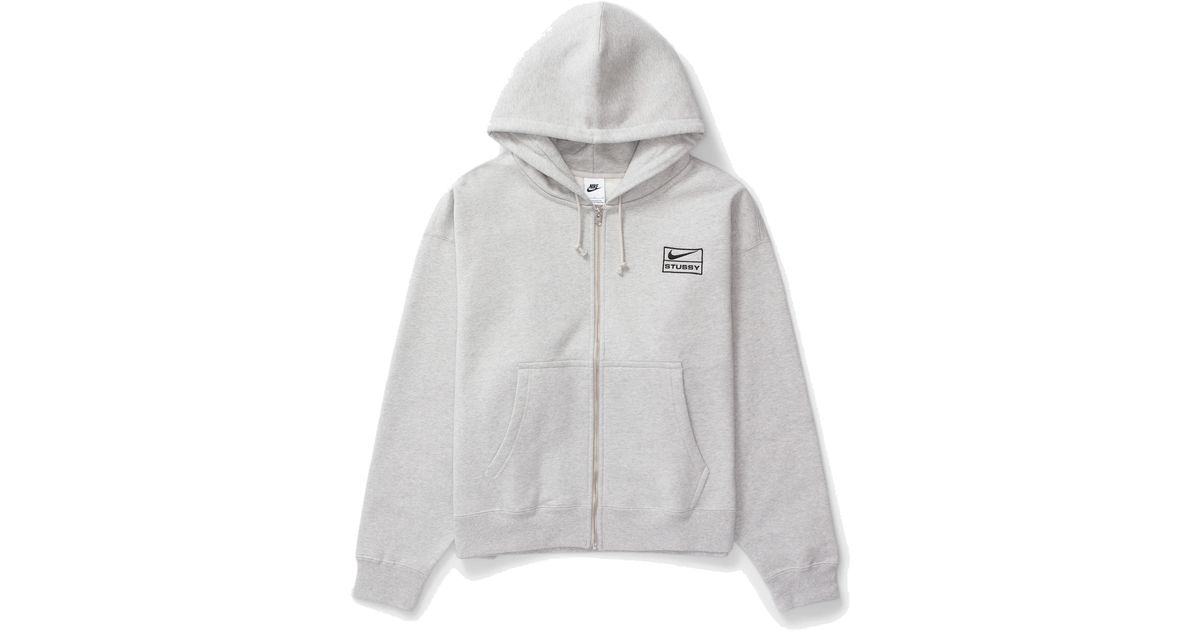 Nike X Stussy Ss24 Full-Zip Fleece Hoodie in Gray for Men | Lyst