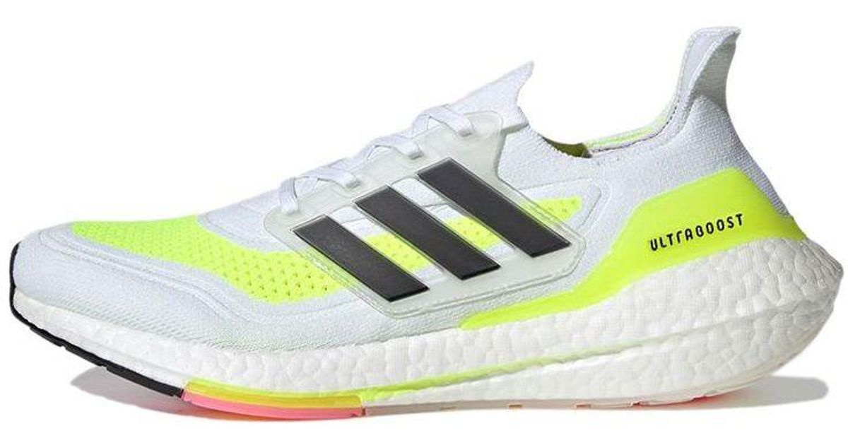 adidas Ultraboost 21 'white Solar Yellow' in Green for Men | Lyst