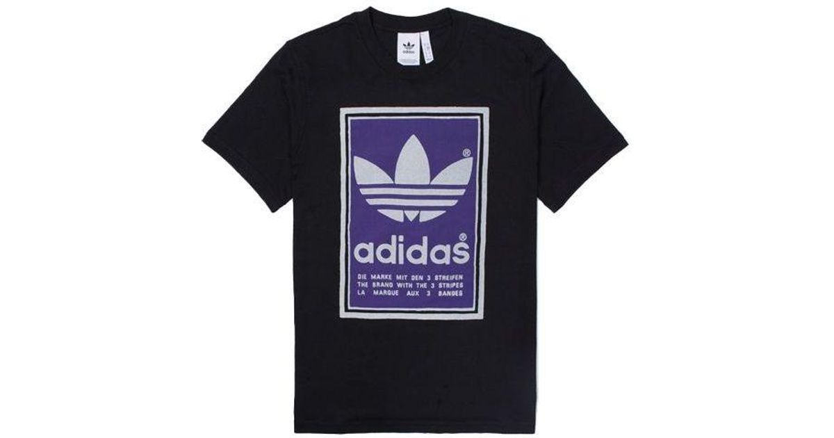 adidas Originals Filled Label Logo Printing Short Sleeve in Black for ...