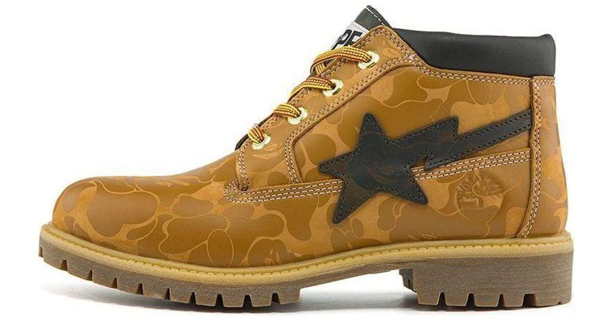 Timberland X Bape Nelson Premium Waterproof Chukka Boots in Brown 