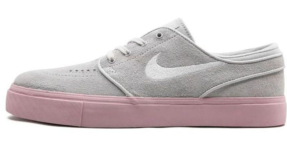 nike sb janoski grey & bubblegum pink suede skate shoes