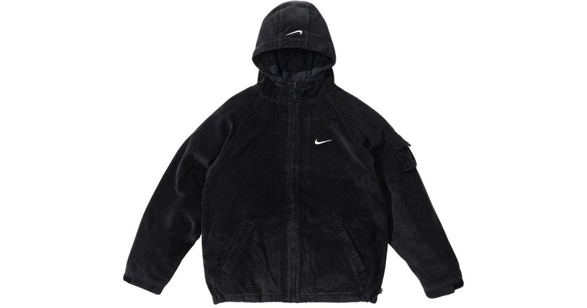 Supreme X Nike Arc Corduroy Hooded Jacket in Black for Men | Lyst UK