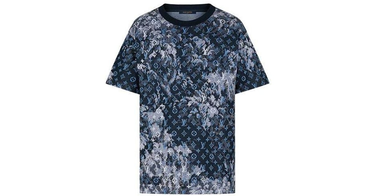 Louis Vuitton LV Monogram Tapestry Vintage Floral Pattern Short Sleeve for Men Blue 1A8H2O US L