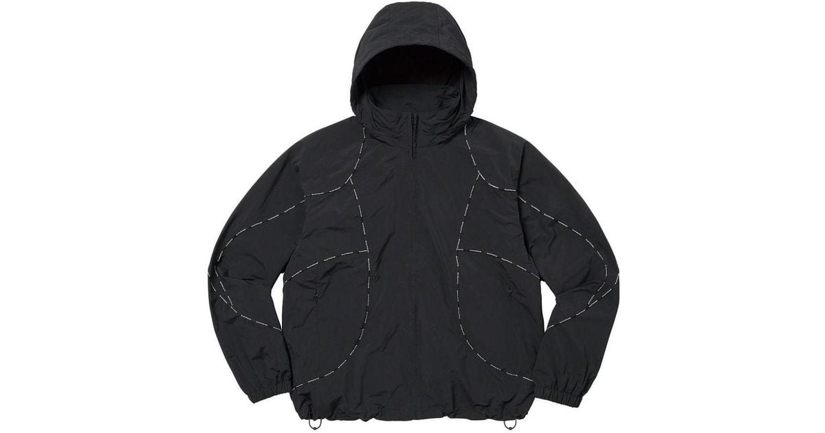 Supreme Logo Piping Hooded Track Jacket in Black for Men | Lyst UK