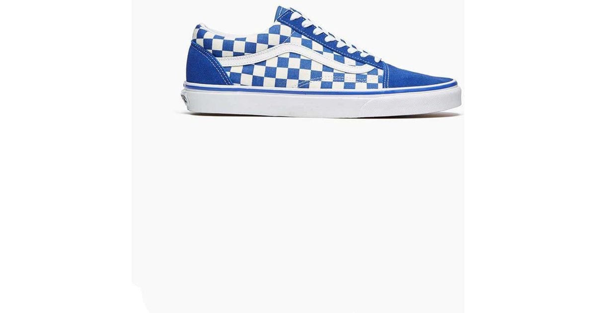 vans old skool blue & white checkered skate shoes vans old skool blue & white checkered skate shoes