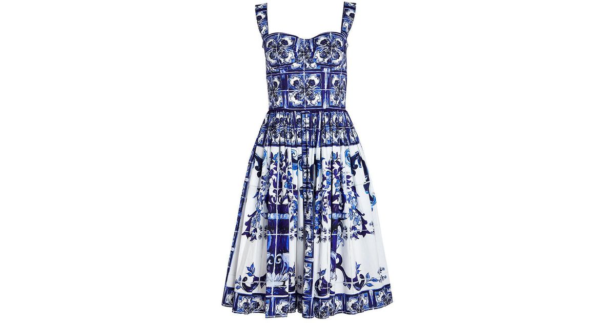 Dolce & Gabbana Cotton Blu Mediterraneo Bustier Midi Dress in Blue ...