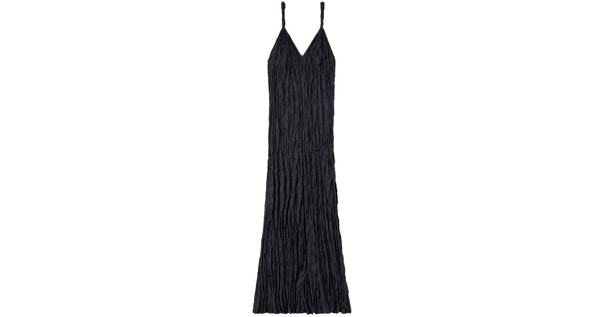 Totême Twist-strap Crinkled Midi Dress in Black | Lyst