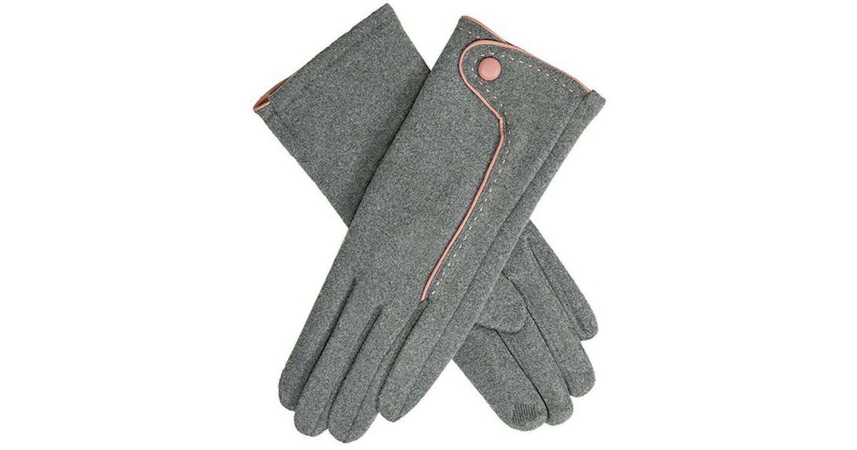 Dents Contrast Stitching Touchscreen Gloves in Gray Lyst