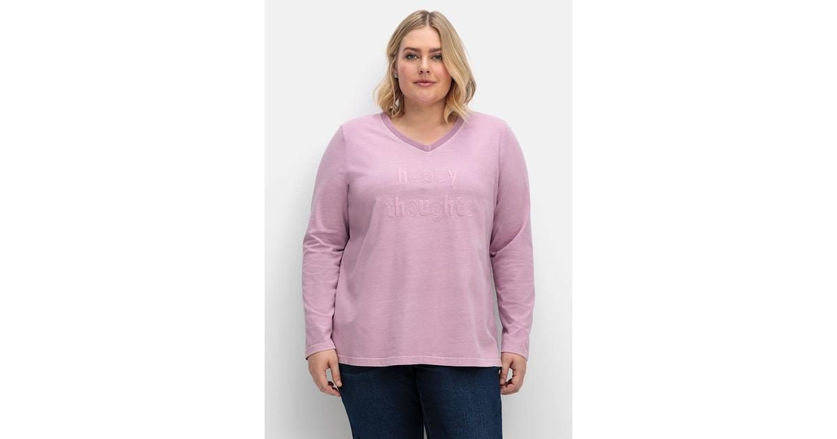 Sheego Langarmshirt in Pink | Lyst DE | Rundhalsshirts