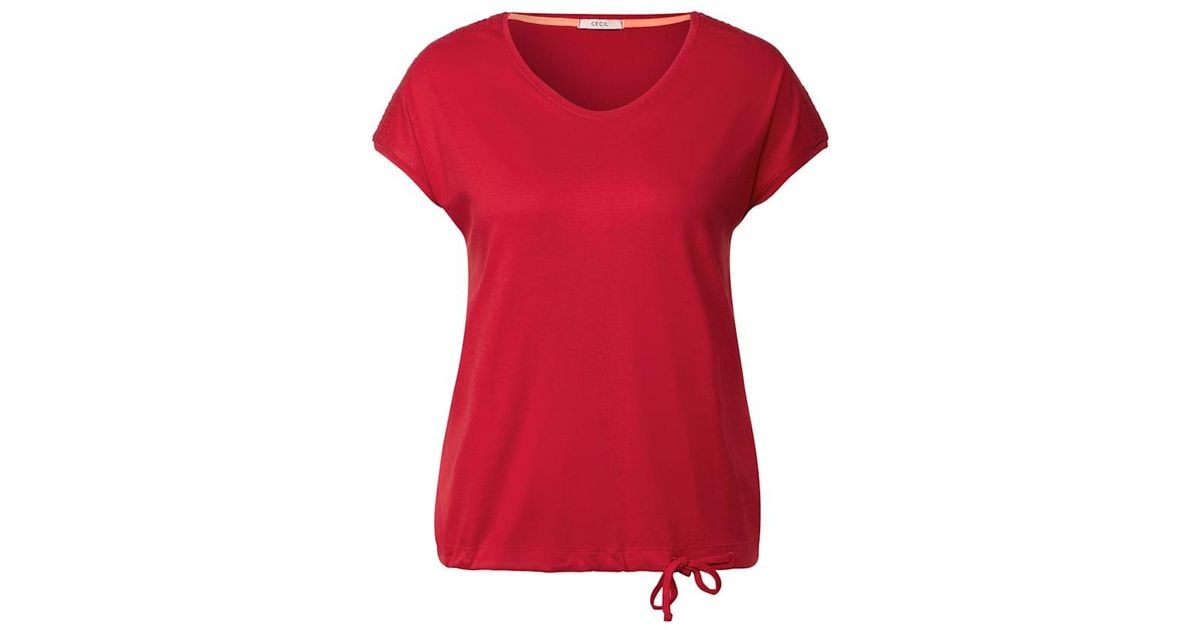 Cecil T-Shirt mit Smokdetail in Rot | Lyst DE