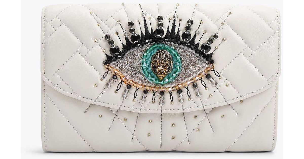 Kurt Geiger Quilted Leather Evil Eye Chain Wallet in White Lyst UK