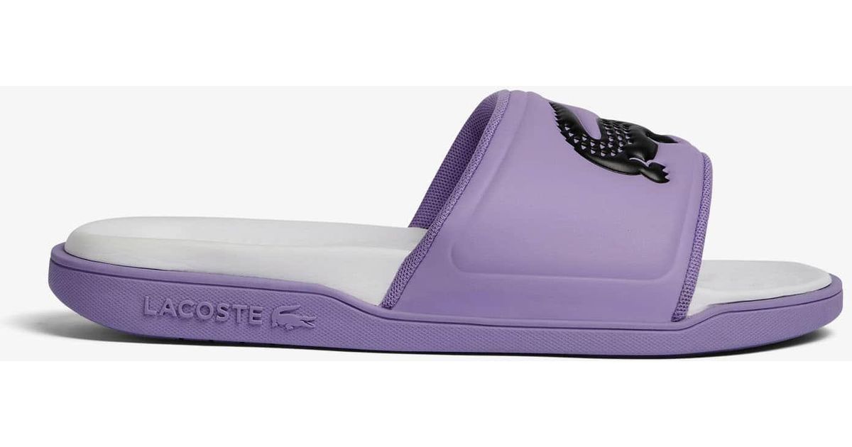 Lacoste Croco Dualiste Color Contrast Slides in Purple | Lyst