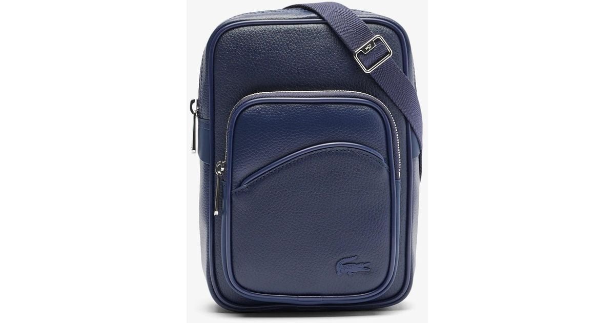 Lacoste Angy Grain Leather Satchel in Blue for Men | Lyst