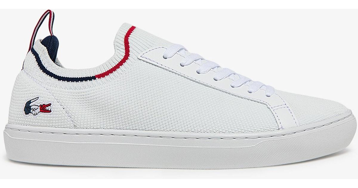 Lacoste Leather La Piquée Textile Tricolour Trainers in White, Navy ...