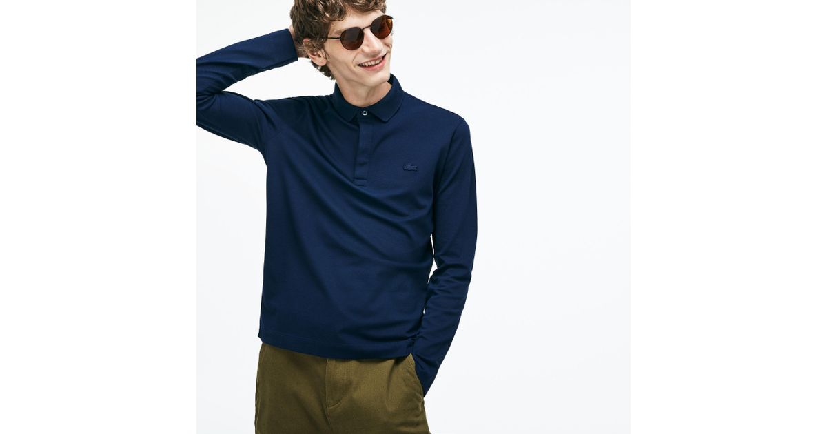 men's lacoste paris polo shirt regular fit stretch cotton piqué