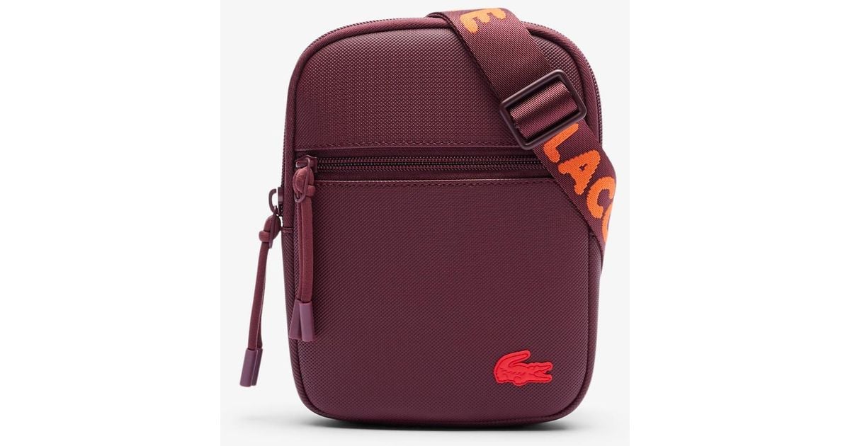 Lacoste Small Lcst Slimline Petit Piqué Satchel in Red for