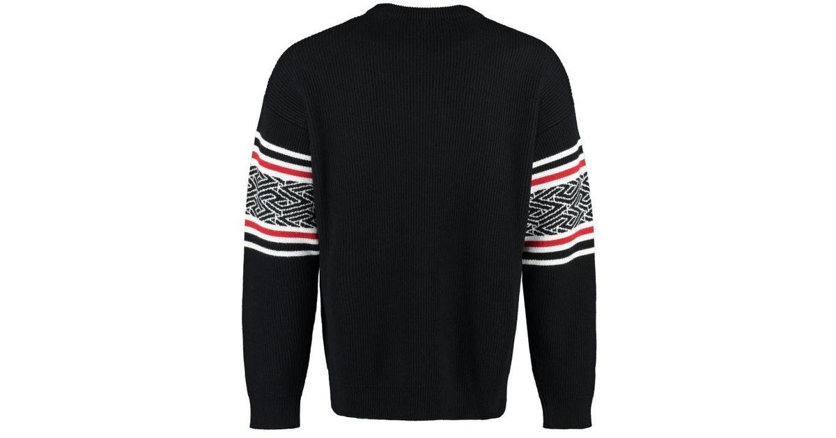 Versace Crew-neck Wool Sweater in Gray for Men | Lyst