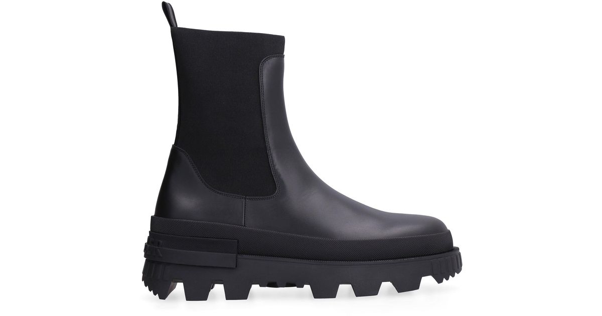 Moncler Neue Leather Chelsea-boots in Black for Men | Lyst