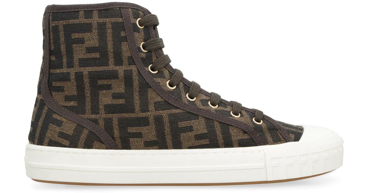 Fendi Domino High-top Sneaker in Brown for Men | Lyst