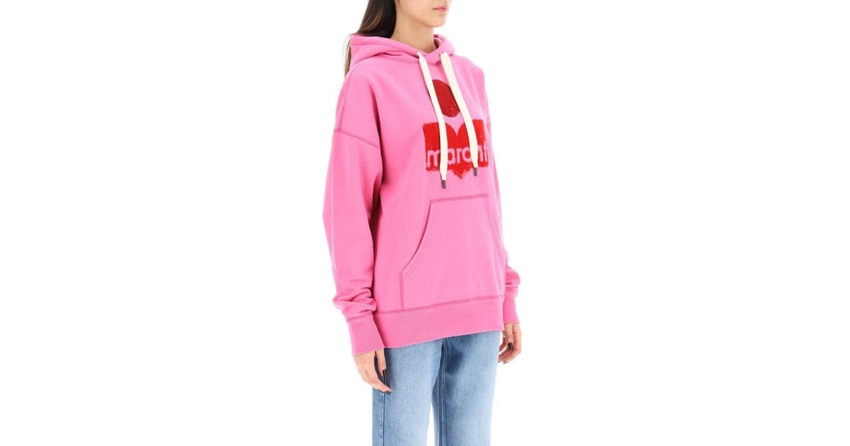 Isabel Marant 'mansel' Hoodie With Flocked Logo in Pink | Lyst