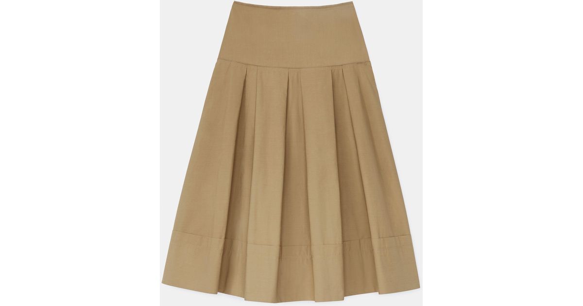 Lafayette 148 New York Organic Cotton Poplin Pleated Skirt in Natural ...