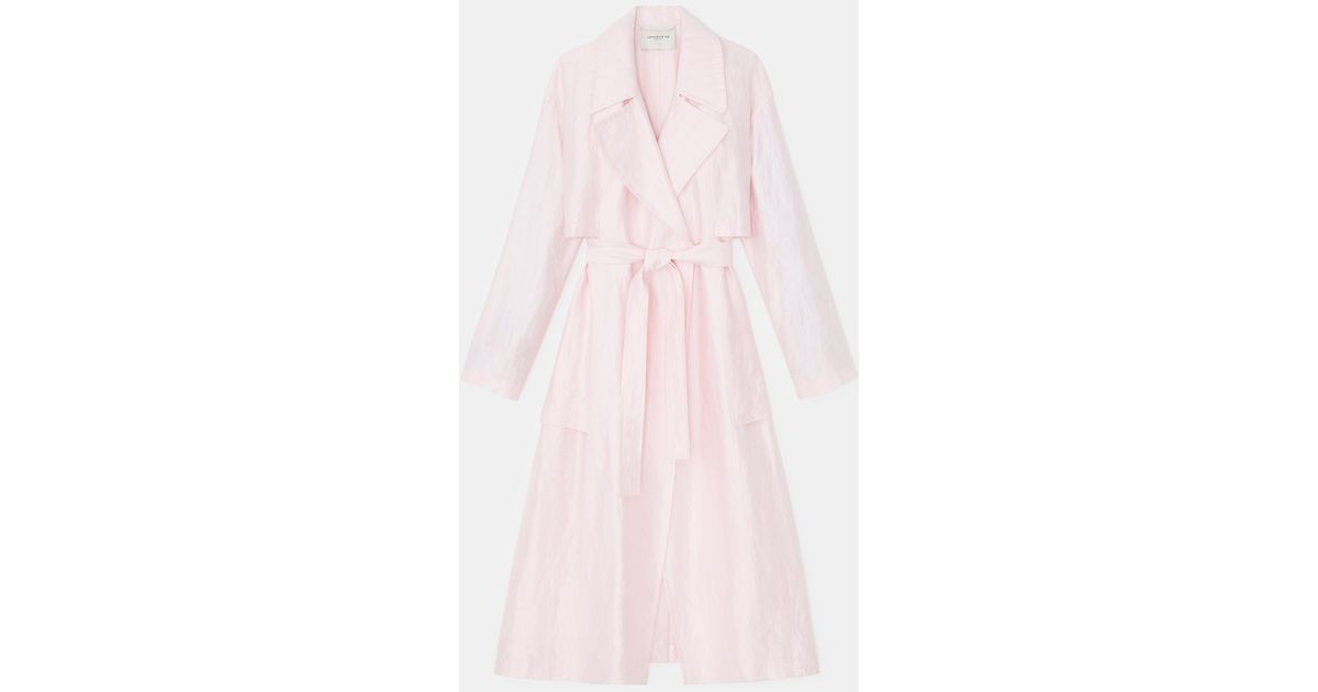 Lafayette 148 New York Ramie-silk Oversized Trench Coat in Pink | Lyst