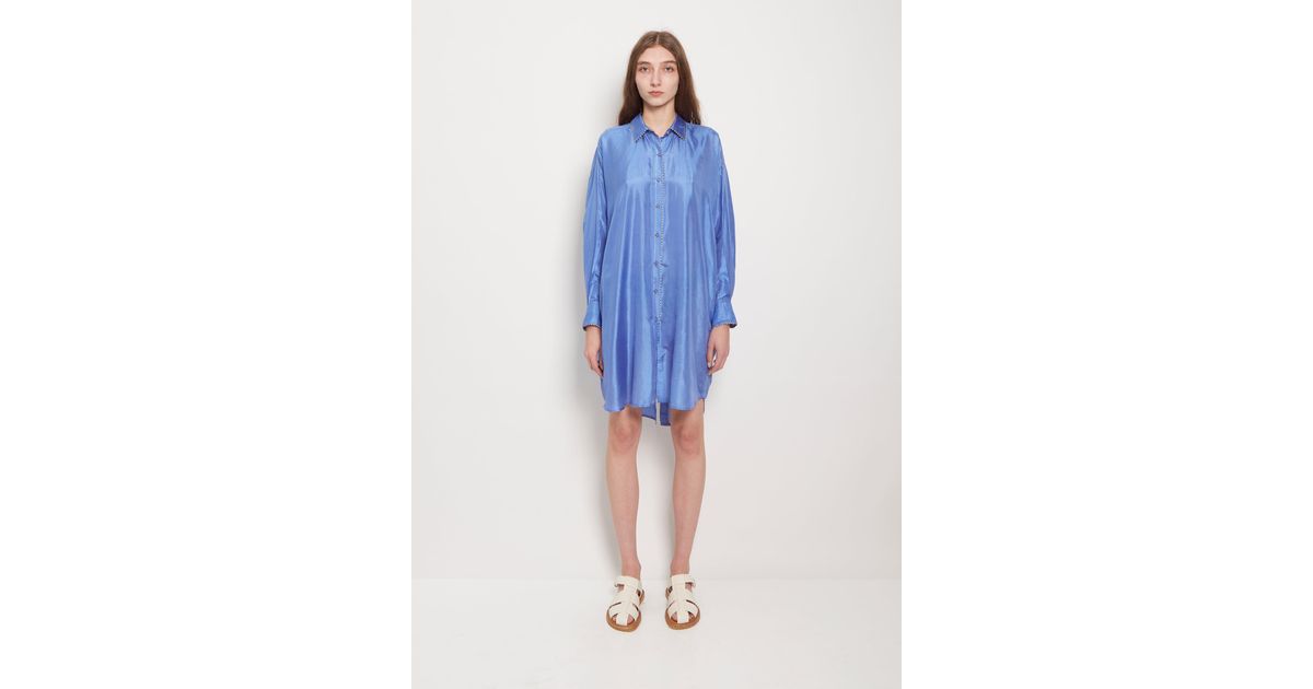 Péro Long Silk Shirt in Blue | Lyst