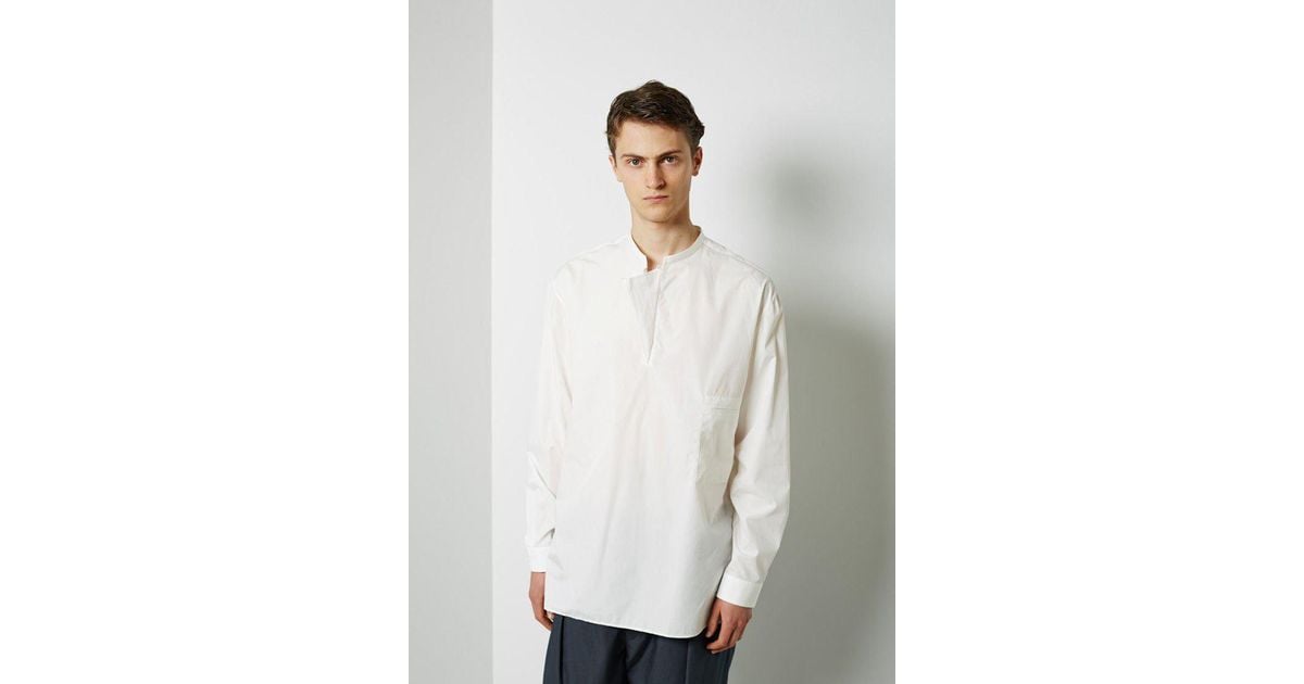 Lemaire Cotton Gusset Collar Shirt in Chalk (White) for Men | Lyst