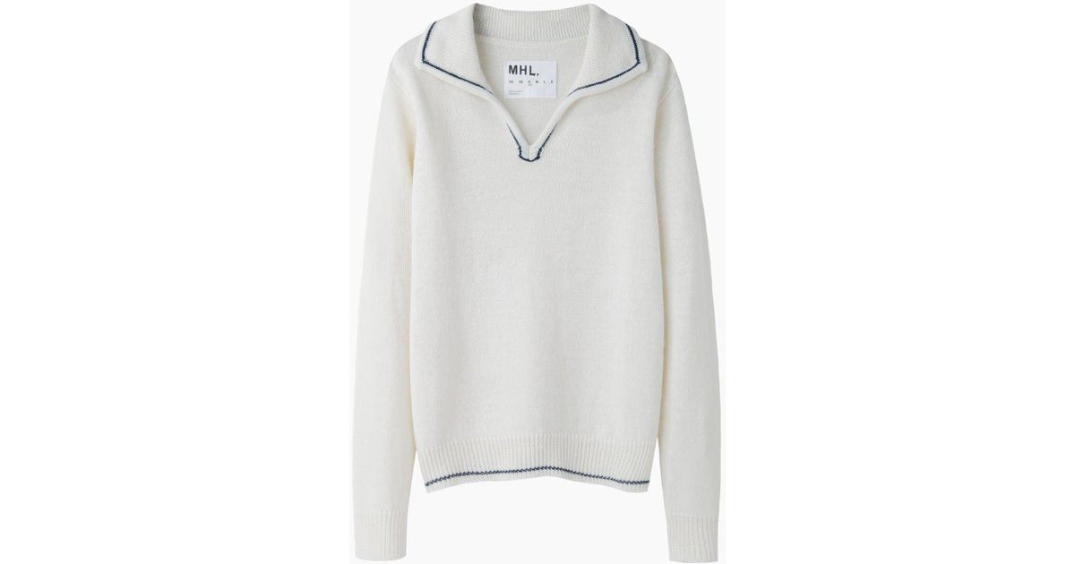 MHL by Margaret Howell Linen Sailor Pullover | Lyst 最新購入 マーガレットハウエル20SS SAILOR COLLAR JUMPER ニット/セーター