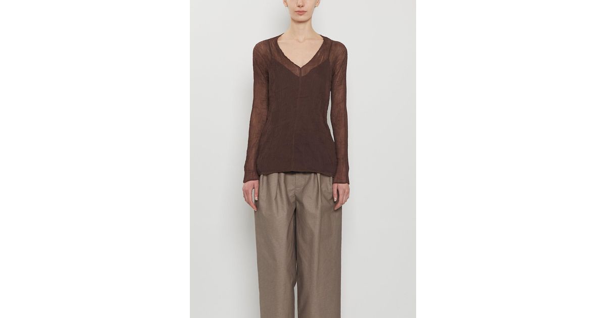 Issey Miyake Chiffon Twist 1 Shirt in Brown | Lyst UK