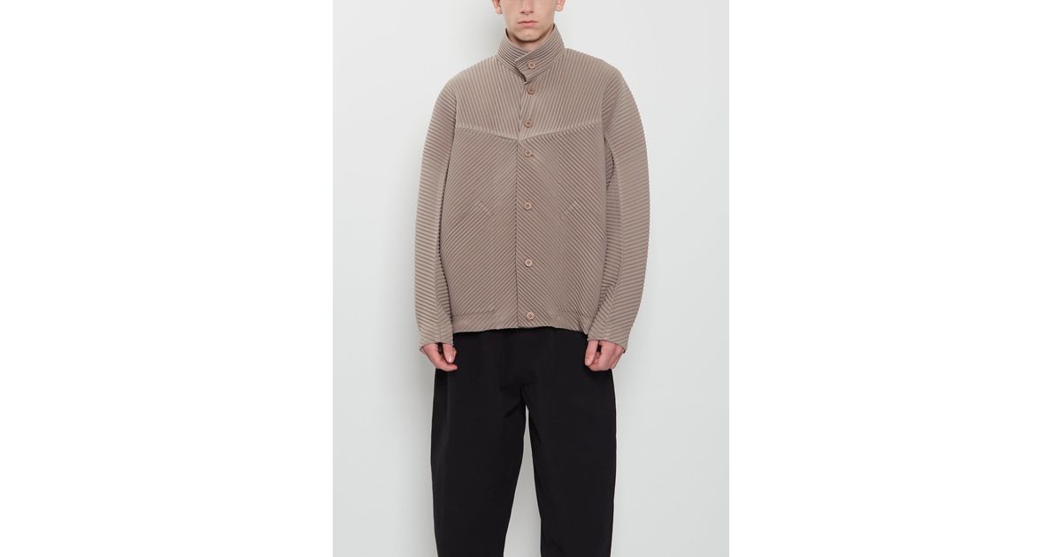 Homme Plissé Issey Miyake Pleated Buttons Blouson in Blue | Lyst UK
