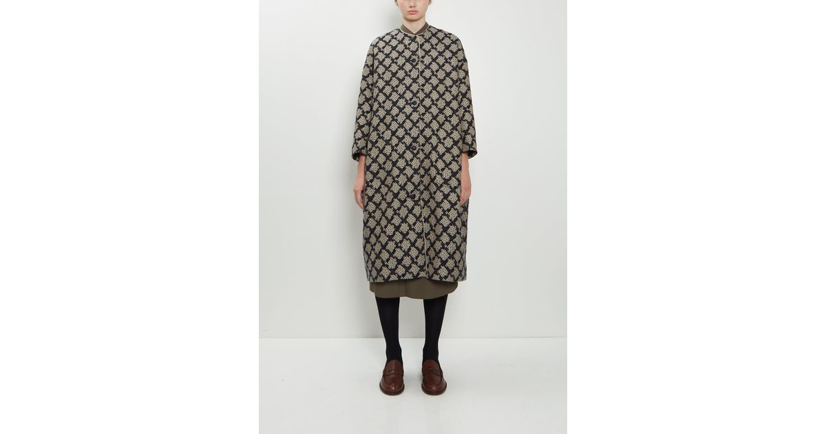 Minä Perhonen Cheerful Collarless Cotton Wool Coat in Natural | Lyst