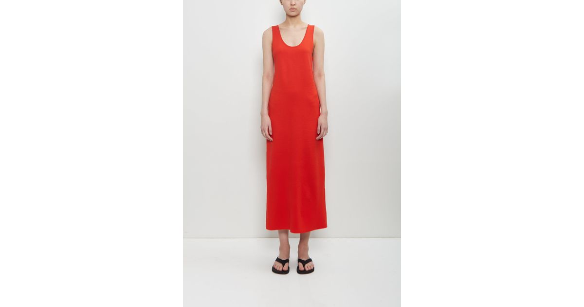 AURALEE Cotton Silk Strech Double Face Knit Dress in Red | Lyst