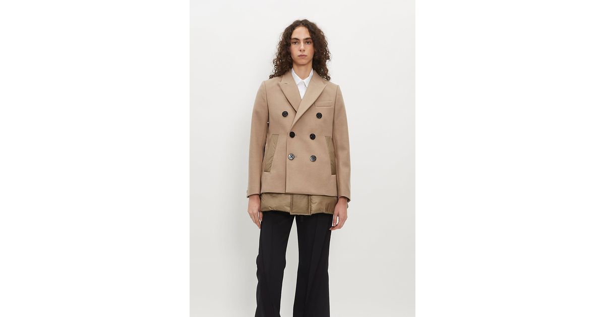 ジャケット・アウター sacai Wool Melton x Padded Coat Sacai Wool Melton X Puffer | Saks Fifth Avenue