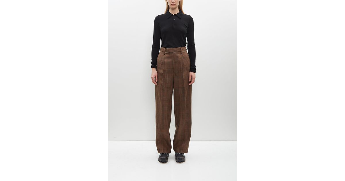 パンツ AURALEE / BLUEFACED WOOL CHECK SLACKS Gray Bluefaced Wool Check Trousers by AURALEE on Sale