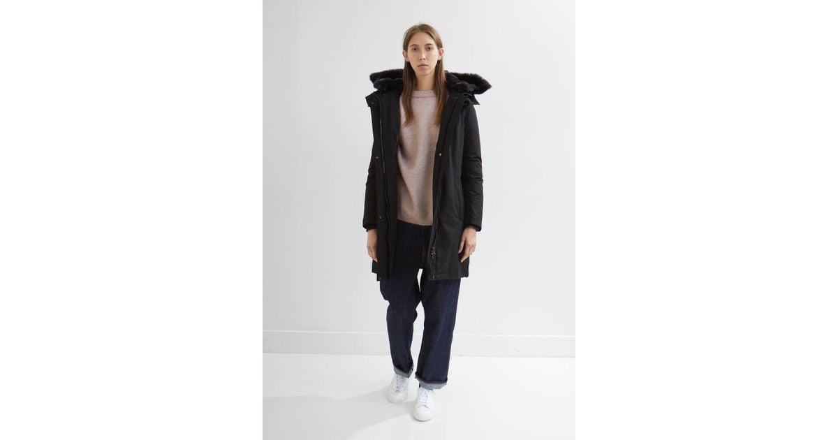 Woolrich Cotton Bow Bridge Down Coat In Black Lyst