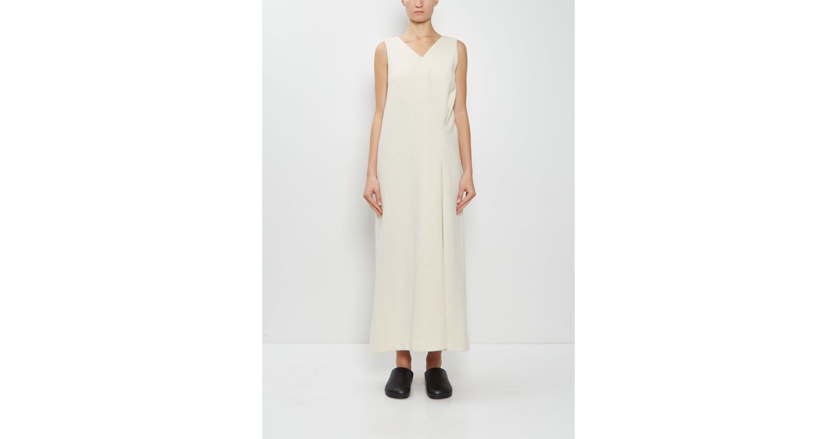 AURALEE Homespun Tweed Drape Dress in White | Lyst UK