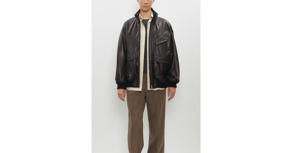 AURALEE Lamb Leather Zip Blouson in Black | Lyst AURALEE Lamb Leather Zip Blouson in Black | Lyst