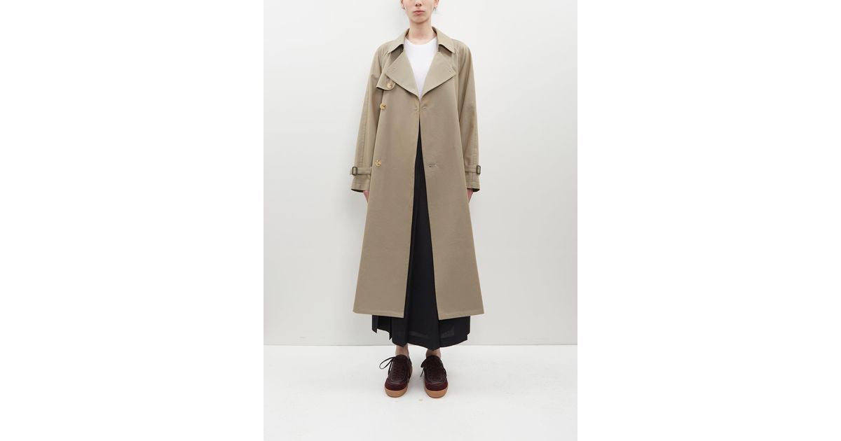 AURALEE Washed Finx Silk Chambray Trench Coat in Natural | Lyst AURALEE Washed Finx Silk Chambray Trench Coat in Natural | Lyst