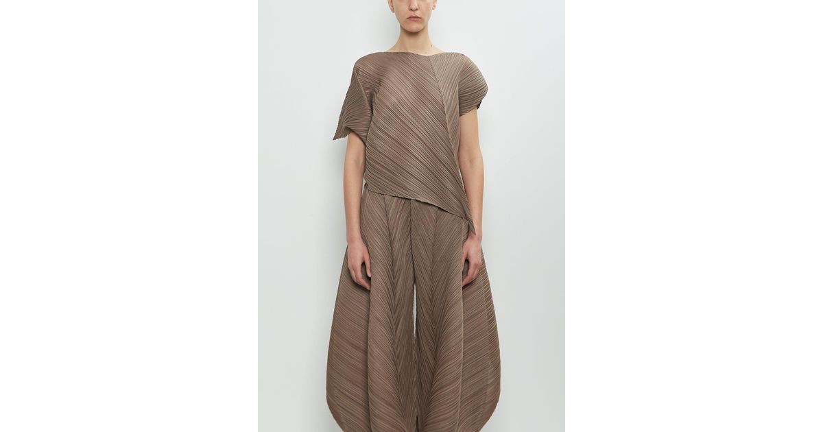 Pleats Please Issey Miyake Technical Flare Shirt in Brown | Lyst
