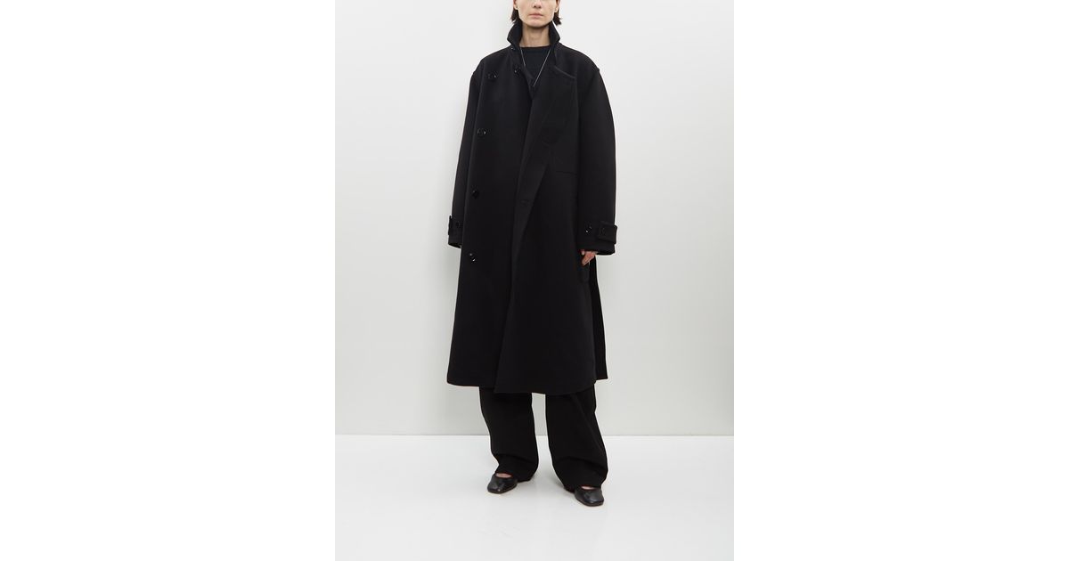 Lemaire Wrap Coat in Black | Lyst