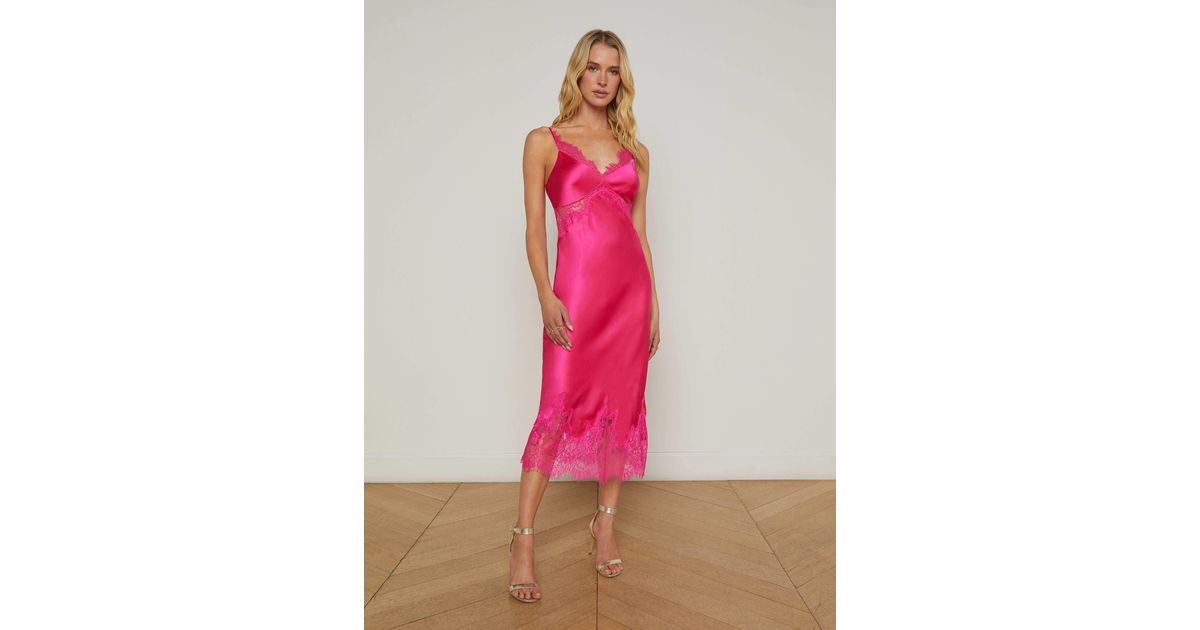 L'Agence Scotly Silk Lace Dress in Pink | Lyst