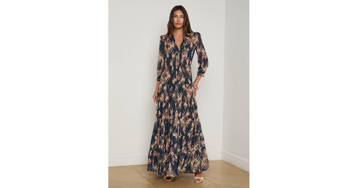 l'agence seraphina tiered maxi dress L'Agence Seraphina Tiered Maxi Dress In Baked Clay