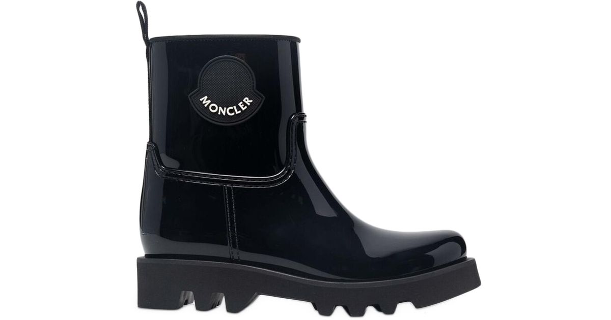 Moncler Leather Boot in Black | Lyst UK