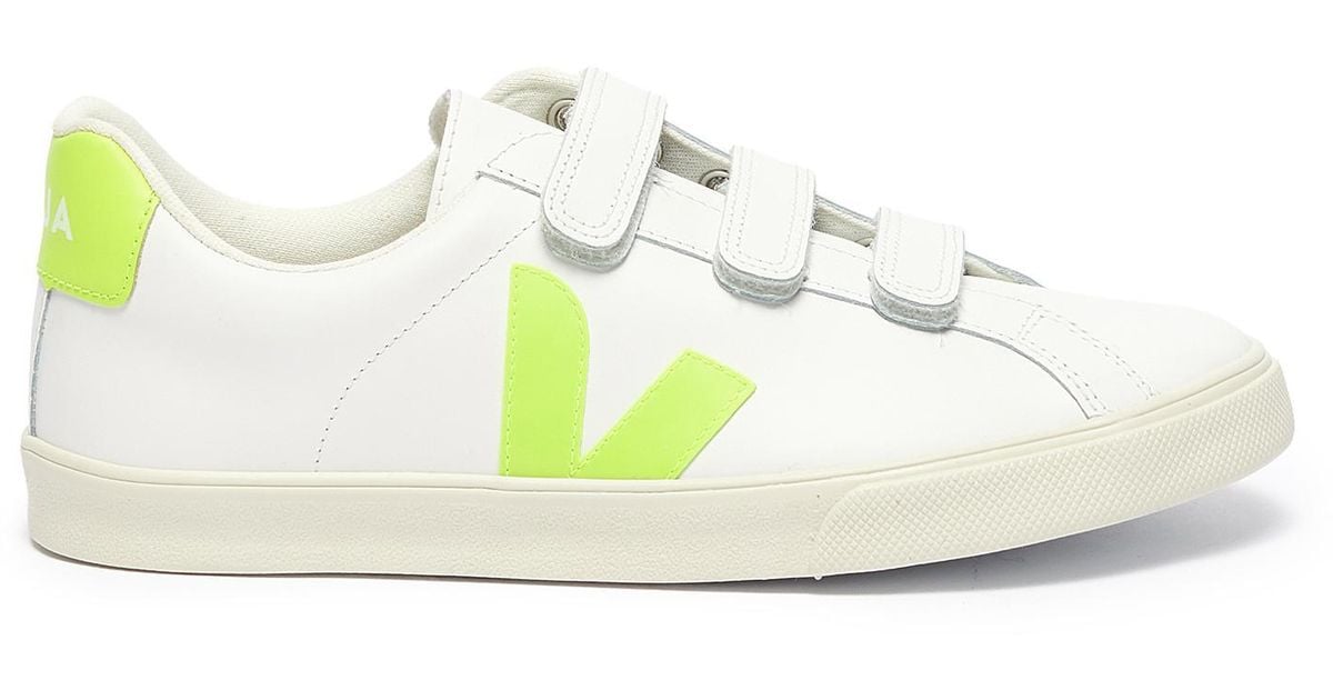 Veja '3-lock' Triple Velcro Strap Leather Sneakers in White | Lyst